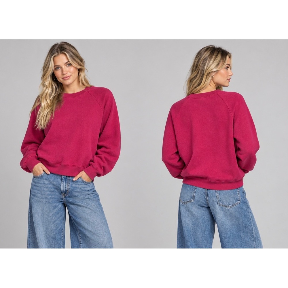 Vintage 90s y2k pink box baggy sweatshirt pullover sweater cotton tultex medium